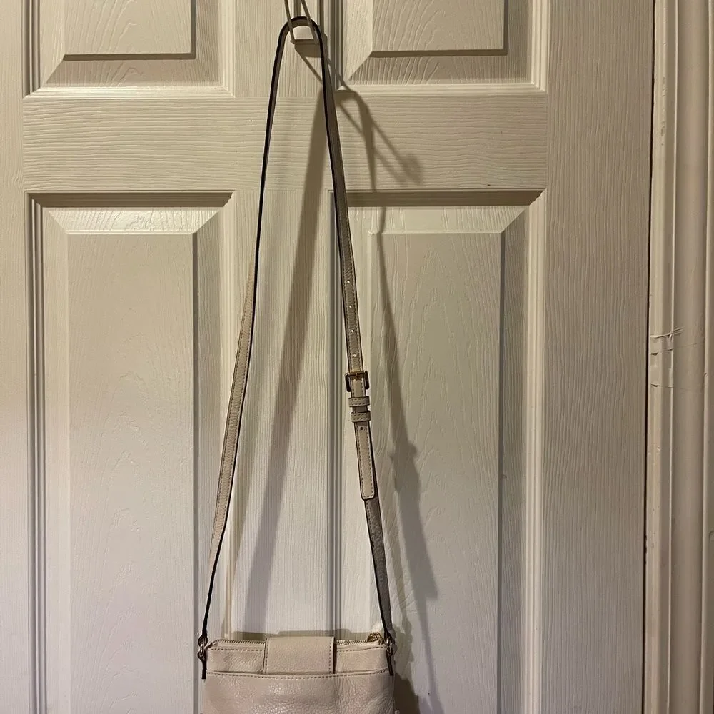 MICHAEL KORS Fulton Pebbled Leather Beige Crossbody Organizer Bag - Picture 4 of 15
